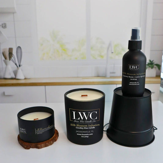 Luxe Wix® Candle Co. - Silk Blossom Infusion 4 oz Matte Black Glass Room + Linen Spray