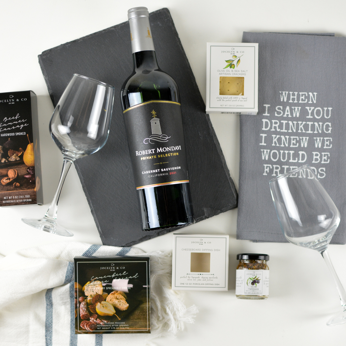 robert mondavi happy hour wine gift basket with glasses