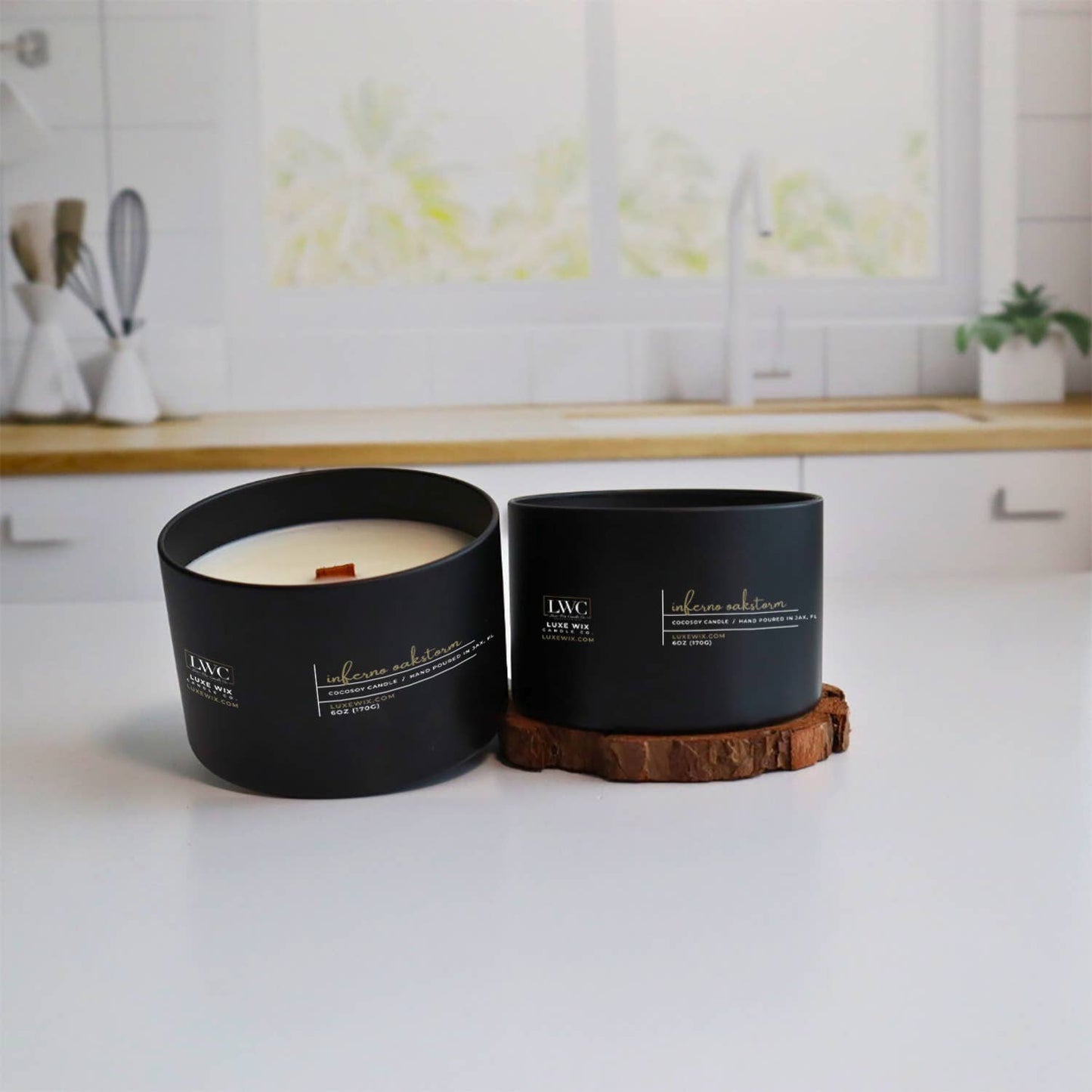 Luxe Wix® Candle Co. - Inferno Oakstorm 6oz Matte Black Tin Cocosoy Candle