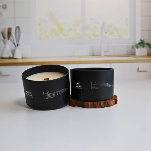 Luxe Wix® Candle Co. - Inferno Oakstorm 6oz Matte Black Tin Cocosoy Candle