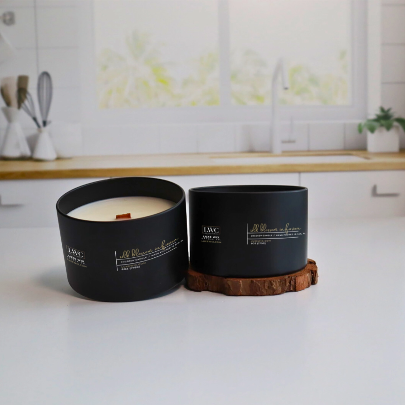 Luxe Wix® Candle Co. - Silk Blossom Infusion 6oz Matte Black Tin Cocosoy Candle