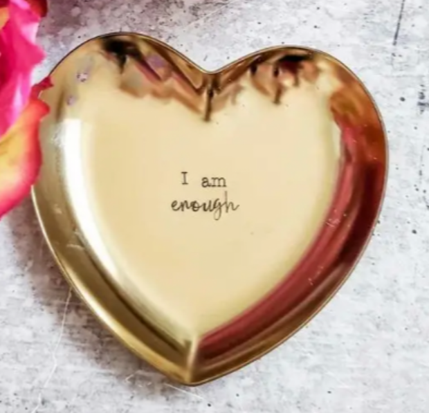 Salt & Sparkle I Am Enough Heart Shaped Trinket Ring Dish